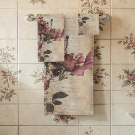 Conjunto De Toalhas Floral Grunge Vintage Vitoriano