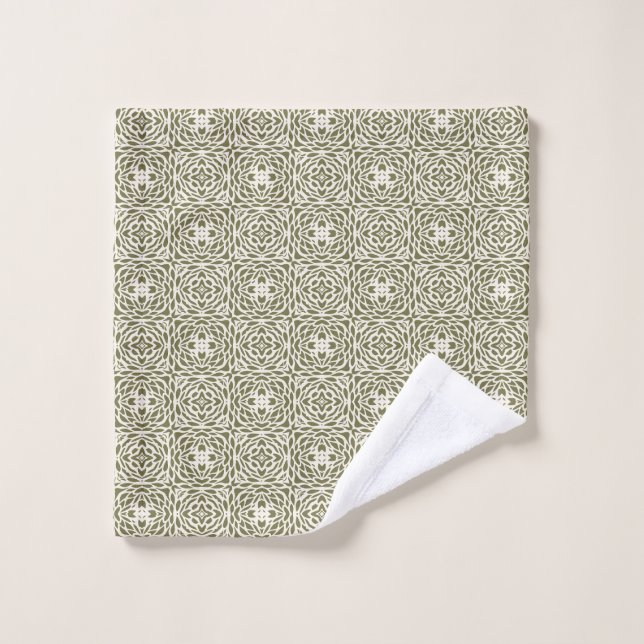 Conjunto De Toalhas Floral Lattice Oliva Geométrica (Pano de lavar)