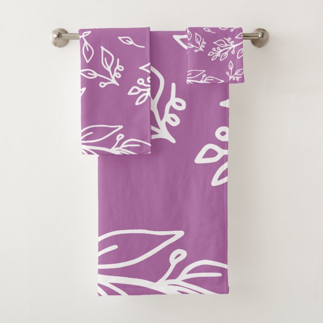 Conjunto De Toalhas Floral lavanda púrpura (Insitu)
