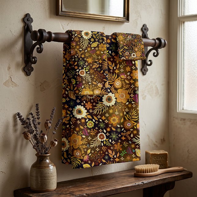 Conjunto De Toalhas Floral outono dourado (Criador carregado)