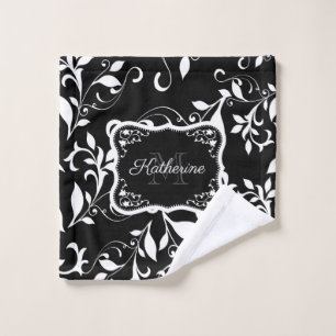 Conjunto De Toalhas Floral Preto e Branco