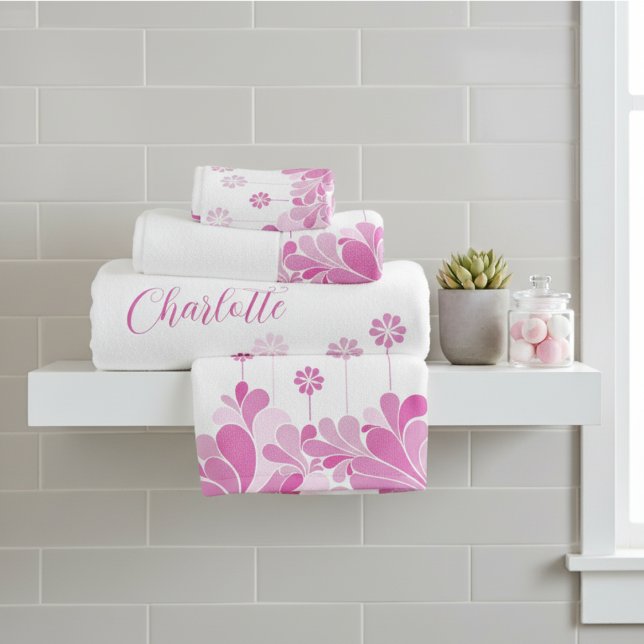 Conjunto De Toalhas Floral Retro Bloom Rosa (Criador carregado)