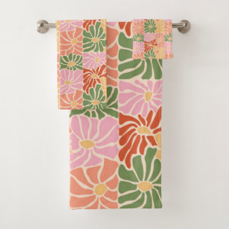 Conjunto De Toalhas Floral Retro Groovy