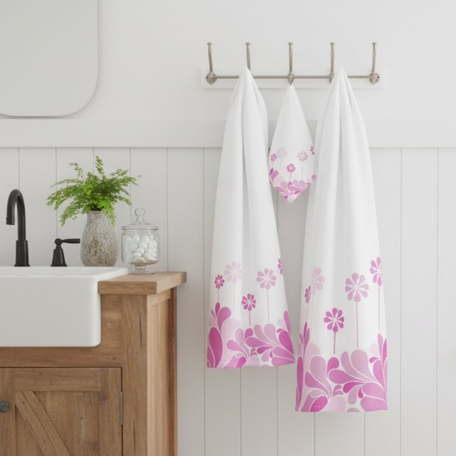 Conjunto De Toalhas Floral Retrô Rosa em Flor (Criador carregado)