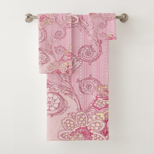 Conjunto De Toalhas floral rosa (Insitu)