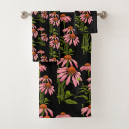 Conjunto De Toalhas floral rosa e preto