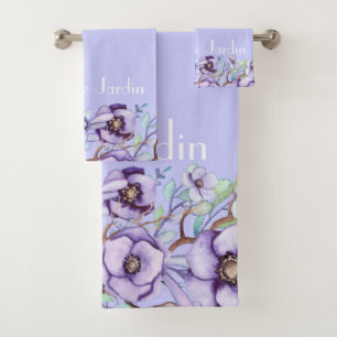 Conjunto De Toalhas Floral roxo - personalizado