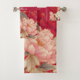 Conjunto De Toalhas Floral rustic vintage elegante vermelho