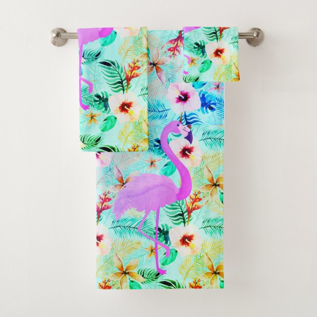 Conjunto De Toalhas Floral Tropical Flamingo (Insitu)