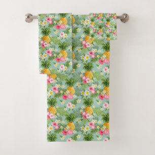 Conjunto De Toalhas Flores & abacaxis tropicais