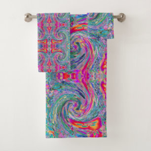 Conjunto De Toalhas Flores Abstratas Psicotrópicas Ondas de Cores Arco