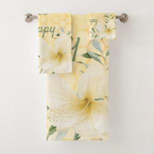 Conjunto De Toalhas Flores amarelas alveolado