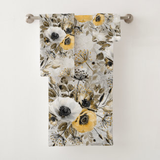 Conjunto De Toalhas Flores amarelas de cor aquosa