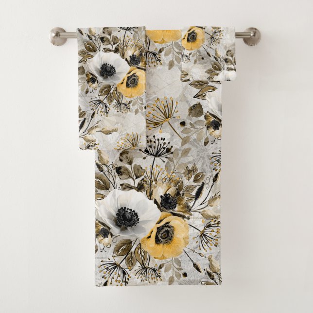 Conjunto De Toalhas Flores amarelas de cor aquosa (Insitu)