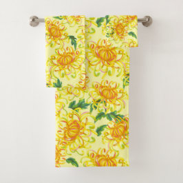 Conjunto De Toalhas Flores Amarelas de Crisântemo