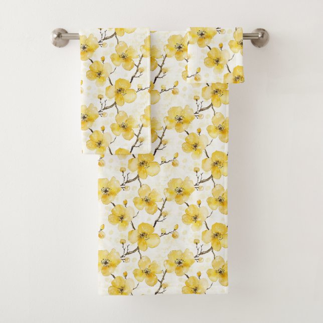 Conjunto De Toalhas Flores Amarelas Douradas (Insitu)