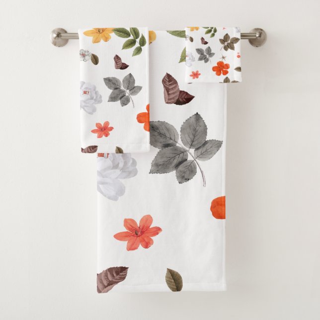 Conjunto De Toalhas Flores Amarelas e Rosas Brancas 7 (Insitu)