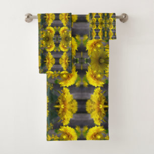 Conjunto De Toalhas Flores Amarelas Em Abstrato Sol