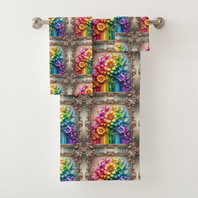 Conjunto de Toalhas Flores Arco-Íris Brilho Femini (Insitu)