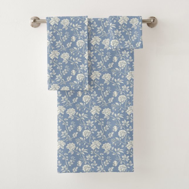 Conjunto De Toalhas Flores Azuis Cremosas Românticas Bonitas (Insitu)