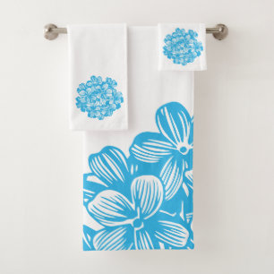 Conjunto De Toalhas Flores azuis do Hydrangea - flores botânicas