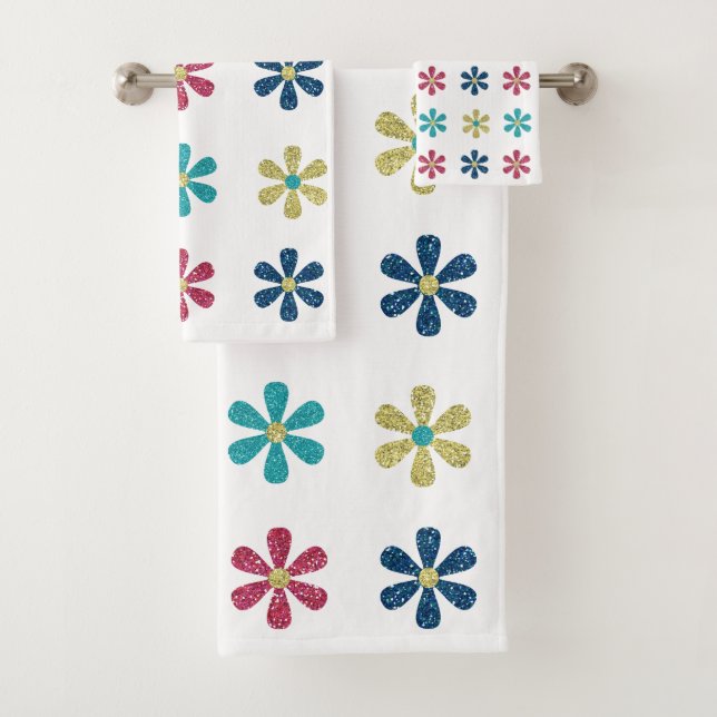 Conjunto De Toalhas Flores Azuis Douradas Modernas e Trendentes (Insitu)