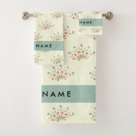 Conjunto De Toalhas Flores Azuis e Vermelhas, Azul, Seu Nome