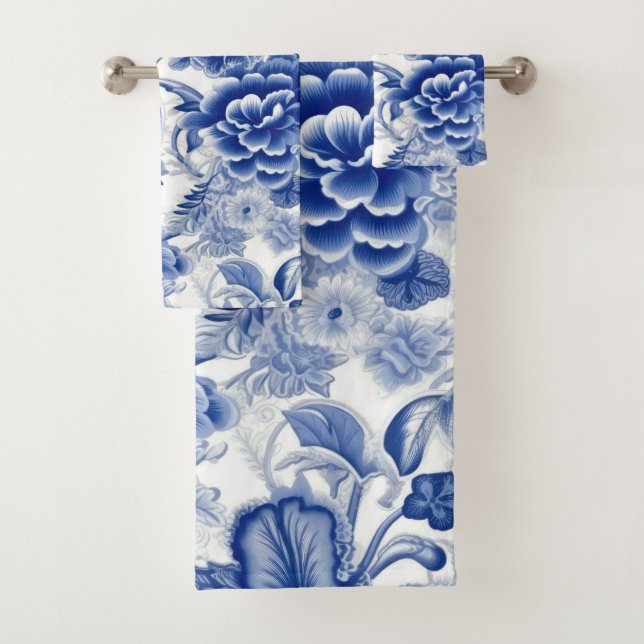 Conjunto De Toalhas Flores Azuis Indigo (Insitu)