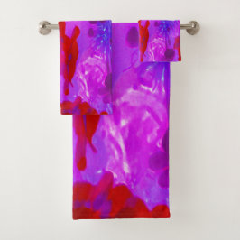 Conjunto De Toalhas Flores bonito de Phlox Roxo e Jardim Vermelho