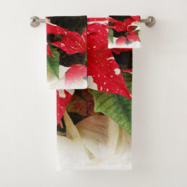 Conjunto De Toalhas Flores Brancas Festivas Poinsettia Floral