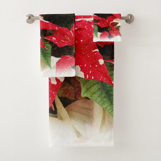 Conjunto De Toalhas Flores Brancas Festivas Poinsettia Floral (Insitu)