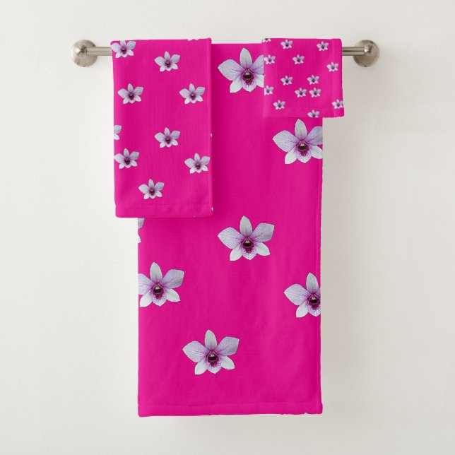 Conjunto De Toalhas Flores Brancas Rosa Brilhante  (Insitu)