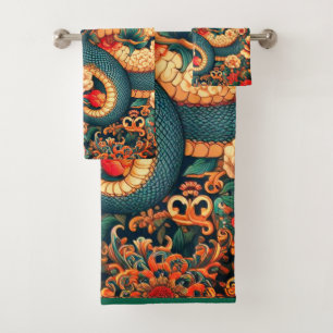 Conjunto De Toalhas Flores cobra verdes