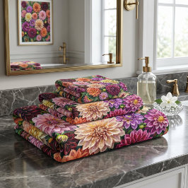 Conjunto De Toalhas Flores Coloridas de Dahlia
