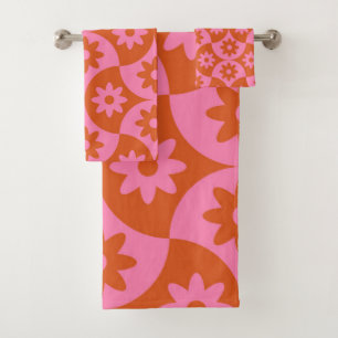 Conjunto De Toalhas Flores Cor-de-rosa e laranja no balão de Meio sécu