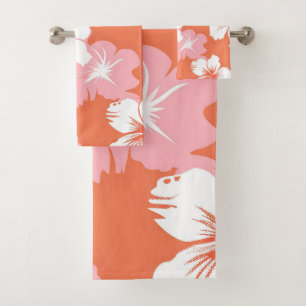Conjunto De Toalhas Flores cor-de-rosa tropicais hibisco
