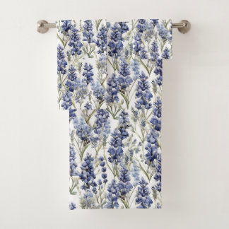 Conjunto De Toalhas Flores de Bluebonnets Blue Watercolor Flores