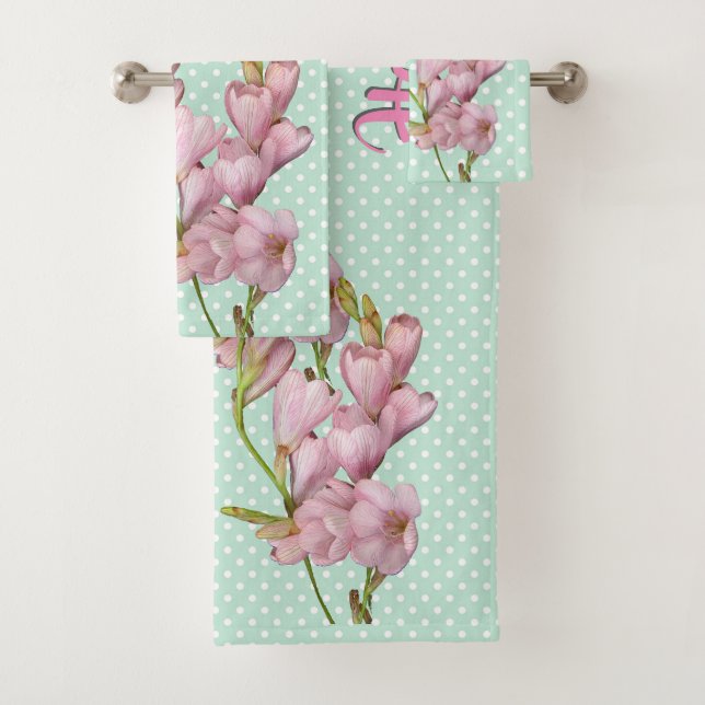 Conjunto De Toalhas Flores de Cerejeira Modernas em Verde Menta Olá Li (Insitu)