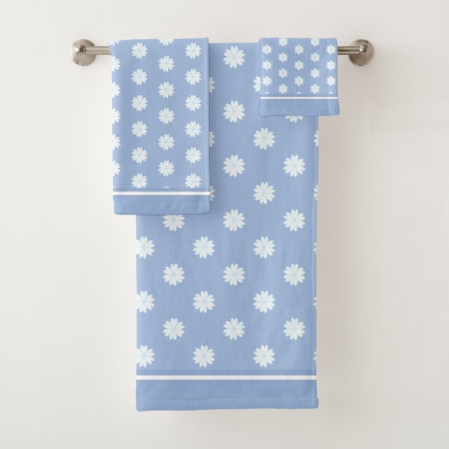 Conjunto De Toalhas Flores de Coração em Azul Claro (Insitu)