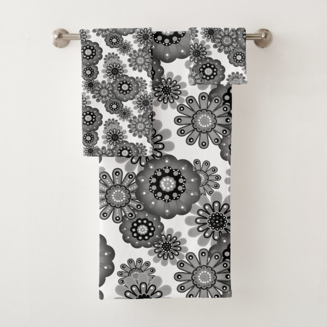 Conjunto De Toalhas Flores de desenho animado divertidas abstratas inf (Insitu)