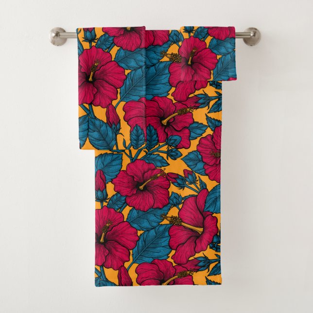 Conjunto De Toalhas Flores de hibisco (Insitu)