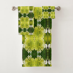 Conjunto De Toalhas Flores de Hortênsia Abstratas em Verde Chartreuse