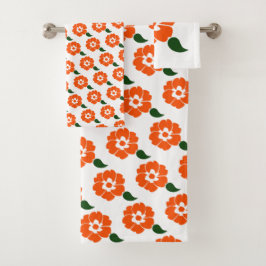Conjunto De Toalhas Flores De Laranja Retro