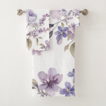 Flores de Lavanda Aquarela Botânica Roxa