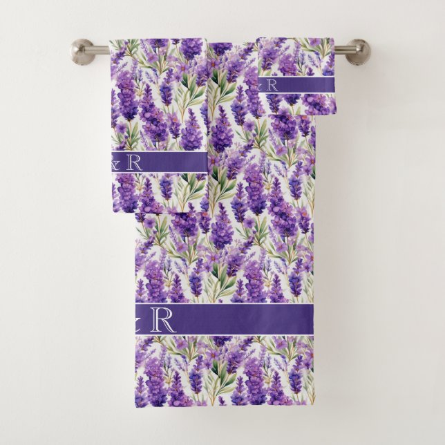 Conjunto De Toalhas Flores de Lavanda Elegantes (Insitu)