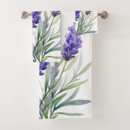 Conjunto De Toalhas Flores de Lavanda em Aquarela