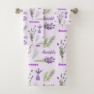 Conjunto De Toalhas Flores de Lavanda roxas e copos de Lavanda
