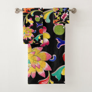 Conjunto De Toalhas Flores de Lotus e Vinha