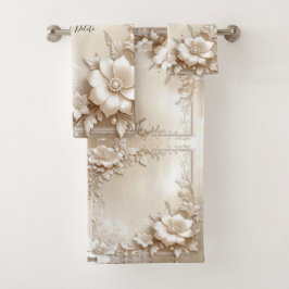 Conjunto de Toalhas Flores de Marfim