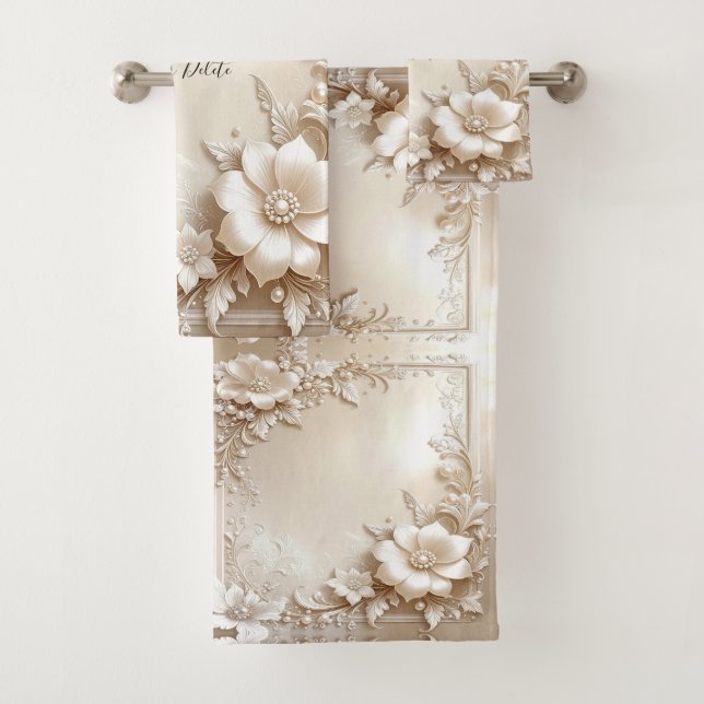 Conjunto de Toalhas Flores de Marfim (Insitu)